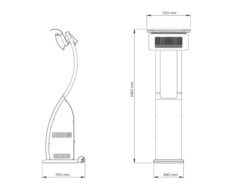 Bromic Tungsten Gas Portable Dimensiones