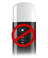 Panel de mandos de un calefactor con señal de bloqueo